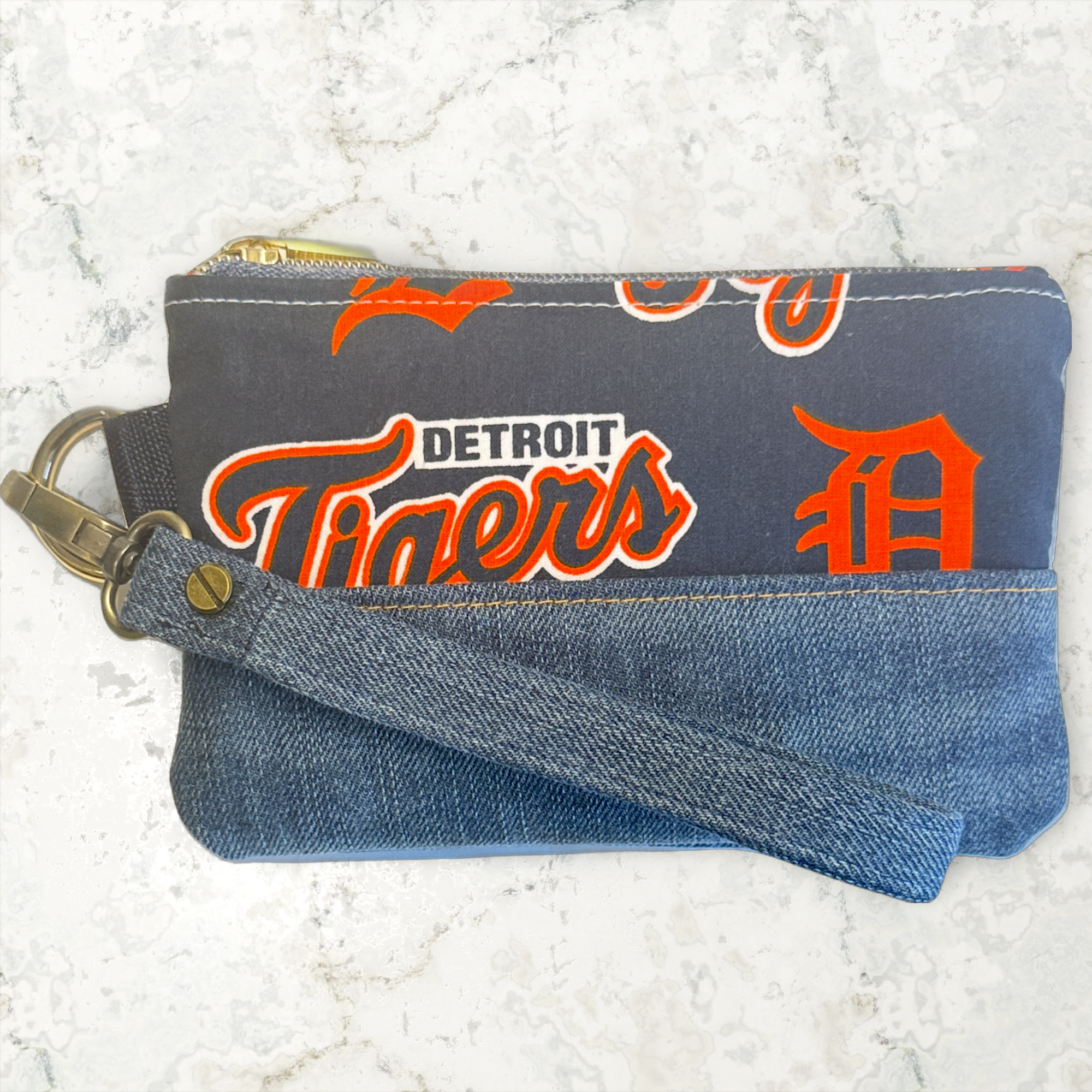 Handmade Tigers3 Denim Wristlet