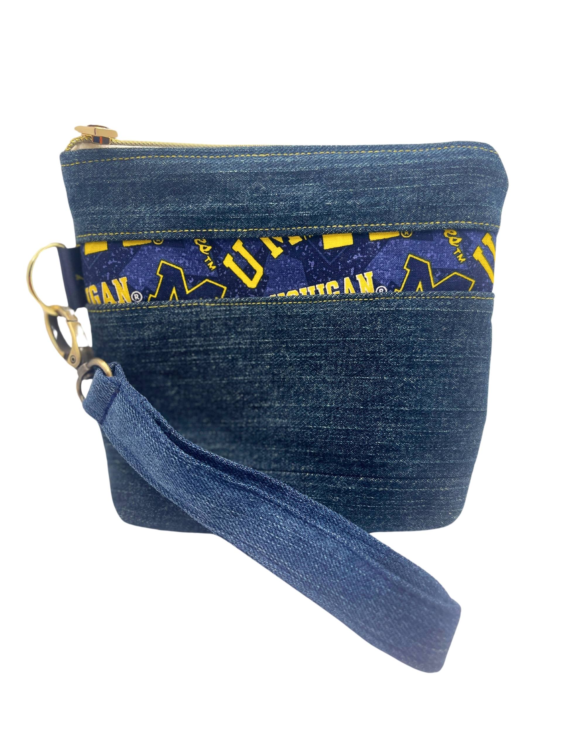 U of M Fabric Denim Wristlet