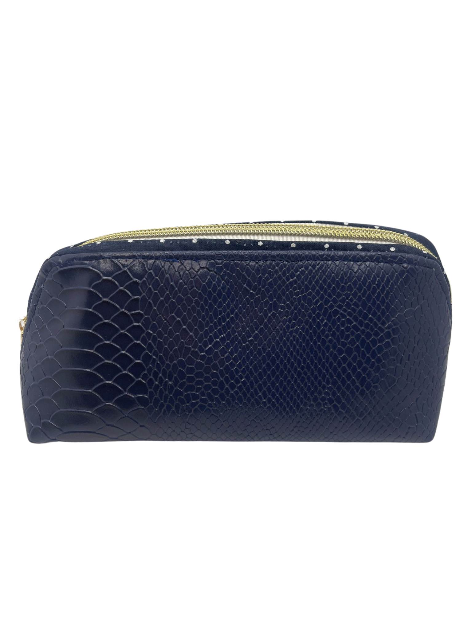 Navy n Gold Faux Leather Zipper Pouch Organizer