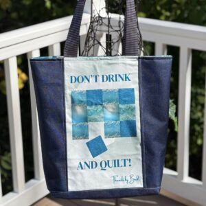 Handmade Don't Drink and Quilt AI Art Blue Teal Bag