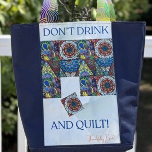 Handmade Blue Don't Drink and Quilt AI Art Tote Bag