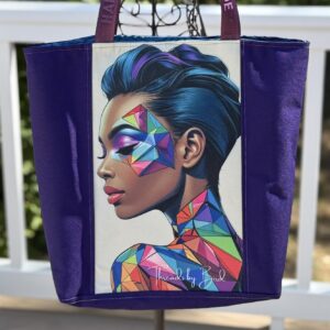 Handmade Purple Geometric AI Art Art Tote Bag