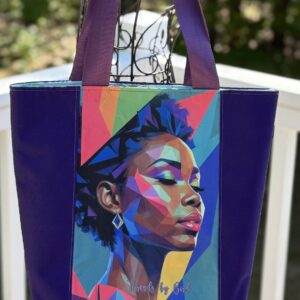 Handmade Purple Watercolor Geometric AI Art Bag